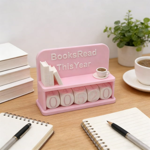 Tauxra Books Read Tracker Acrylic Bookshelf Decor Manual Book Counter with Number Cubes for Reading Goals Personal Library Home Office