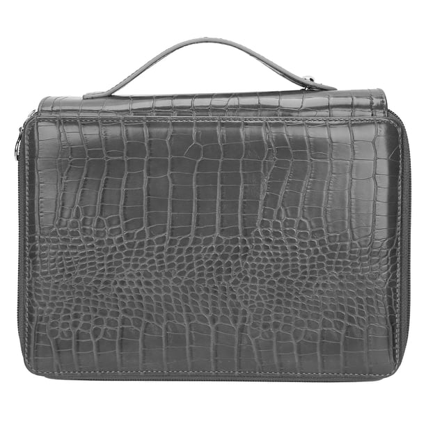 Uadme Estuche para bolígrafos 200 Ranuras PU Gran Capacidad Textura Ligera Bolsillo para lápices de 4 Capas para Estudiantes de Arte Cremallera Bolsillo de Almacenamiento clasificado(Gris)