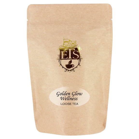 Golden Glow Wellness Tea | Loose Leaf Herbal Blend with Turmeric Ginger Beetroot & Carrot | Skin & Beauty Support Tisane | Herbal Tea for Radiant Look | Caffeine-Free | 4oz Resealable Pouch