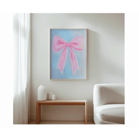 Romantic Style Art Pastel Floral Poster Garden Inspired Wall Art With Pink Ribbon Perfect For Home Decor