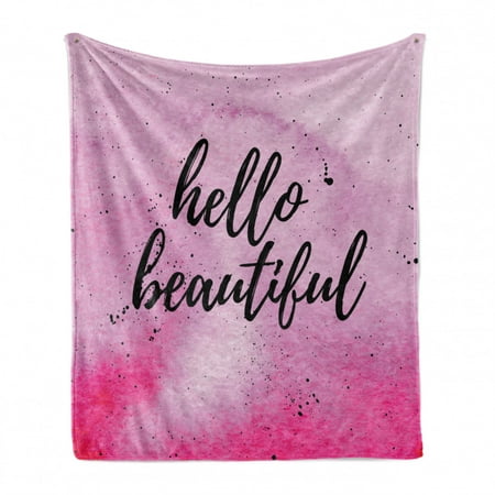 

Hello Soft Flannel Fleece Throw Blanket Romantic Phrase with Hand Lettering and Color Splashes on Backdrop Cozy Plush for Indoor and Outdoor Use 50 x 70 Lilac Magenta Black by Ambesonne