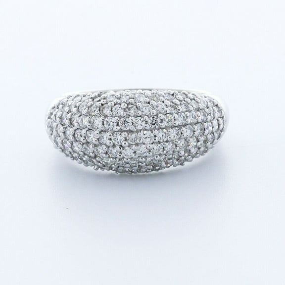 Pave Set Dome Women's Cocktail Ring 14K White Gold Over 2.0 Ct Simulated Diamond