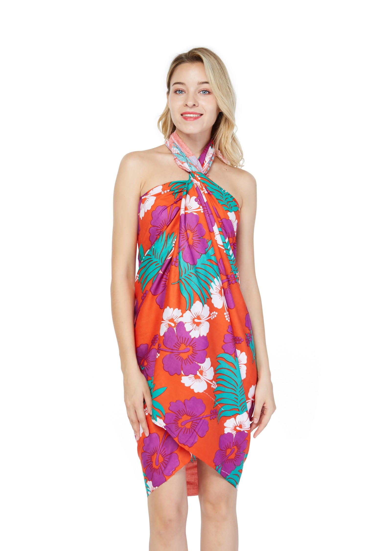 Hawaii Sarong Dress Swim Cover up Beach Wear in Hibiscus and Palm -  Walmart.com