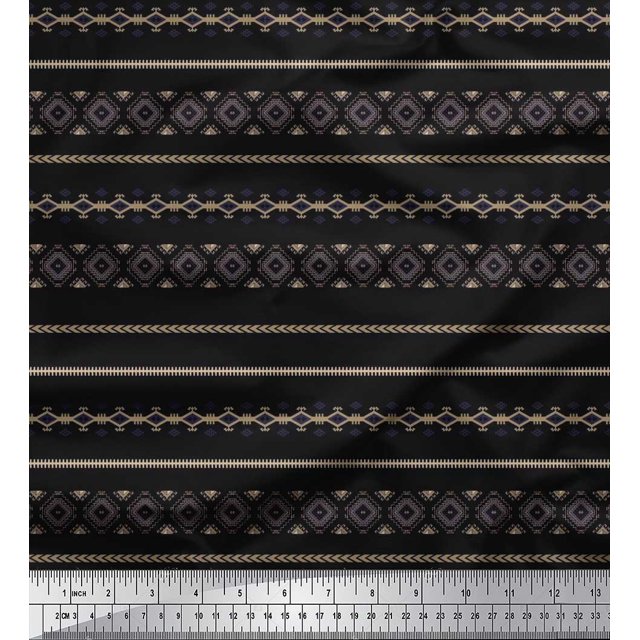 Soimoi Polyester Crepe Fabric Geometric Southwestern Decor Fabric Printed Yard 52 Inch Wide