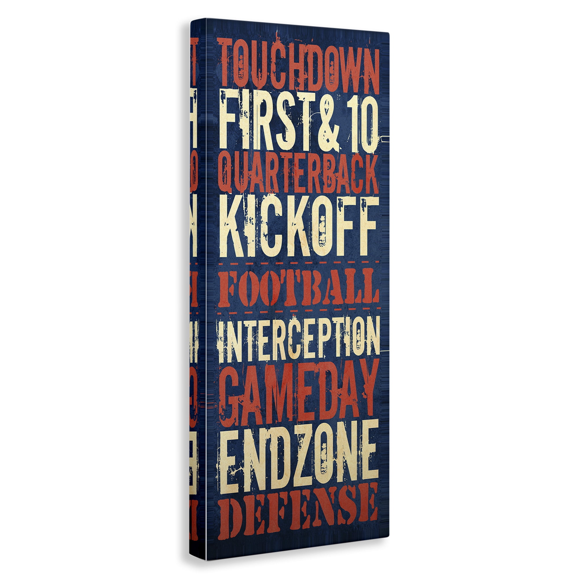 Stupell Industries Rustic Football Phrases Art for Kids Painting Gallery Wrapped Canvas Art Print Wall Art, 10 x 24