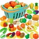 thumbnail image 2 of JOYIN 68Pcs Juego de corte Juguete de comida para niños pequeños Cocina, Comida falsa para niños Cocina de juego, Incluye frutas y verduras de plástico, Cesta de almacenamiento, Mini platos y cuchillo, 2 of 2