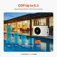 thumbnail image 4 of KFFKFF Powered Pool Heat Pump, 22250 BTU, Suitable for 3171-6605GAL Subterranean and Elevated Pools, Minimal Sound, Efficient Heating and Cooling, Energy-Saving Water Pool Heater AC120V 60Hz, 4 of 9