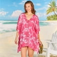 thumbnail image 2 of Tie-Dye Lace Trim Cover-Up Caftan - Fuchsia S/M, 2 of 5