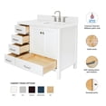 thumbnail image 3 of ARIEL Cambridge 42 Inch White Bathroom Vanity with Single Sink, Solid Wood, Carrara White Quartz Countertop, 1.5-Inch Edge, Right Rectangular Undermount Sink, 2 Soft Closing Doors, 5 Drawers, 3 of 8