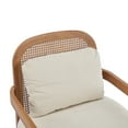 thumbnail image 3 of Christopher Knight Home Mid-Century Modern Accent Chairs, Wood Frame with Rattan Backrest, Ivory Stripe Cushions, Set of 2, 3 of 8