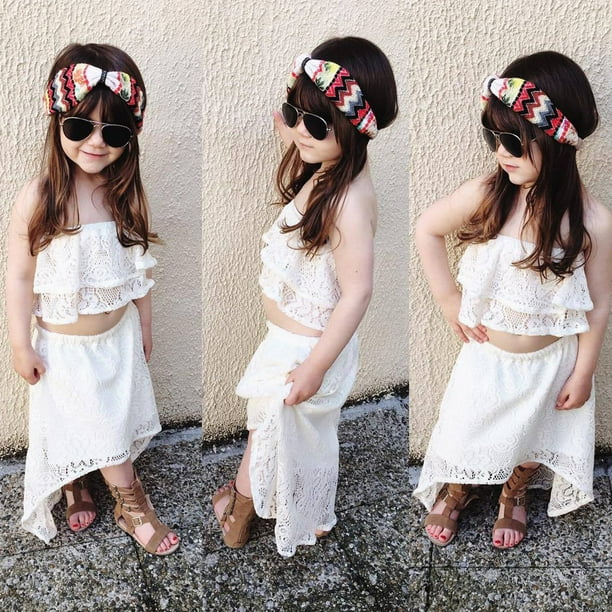 Conjunto De 2 Piezas Ropa Para Nina Bebe Tops Sin Tirantes Faldas Trajes Traje Para El Sol 130 Sunnimix Vestidos de las muchachas Bodega Aurrera en linea