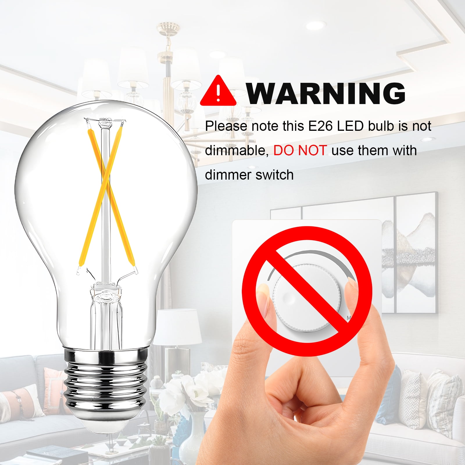 DAYBETTER A19 Vintage LED Edison Bulbs,NO-Dimmable Light Bulbs 60W Equivalent,5000K White, 8W E26 Standard Base, 800Lumens, CRI80+, Clear Glass Filament Bulb for Home, Farmhouse,24 pack