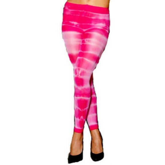 Nylon Opaque Hot Pink Tie Dye Footless Tights