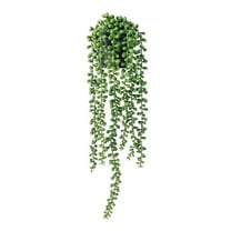 Holloyiver Wall Planters with Fake String of Pearls, Plant Artificial Succulent Small Modern Ceramic Mounted Planter, Round Hanging Wall Vase Display Holder for Indoor Garden Office Decor