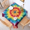 thumbnail image 2 of Rainbow Tie Dye Mandala Pattern Square Tablecloth,Waterproof Square Table Cover,Wipeable Spillproof Washable Table Cover for Home Kitchen Party Decor 42"X42"(107x107cm), 2 of 6