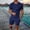 Dark Blue, variant on Short Sets for Men 2 Piece Short Sleeve T Shirt & Shorts Summer Set Beach Wear Clothing Matching Sets