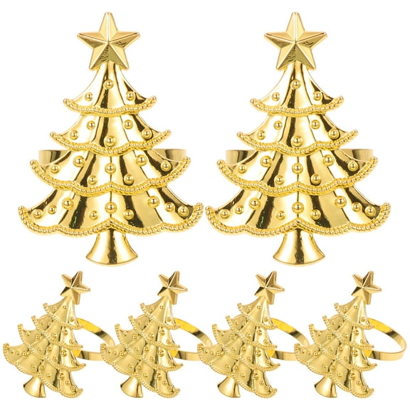 LIOOBO 6Pcs Small Xmas Tree Napkin Rings Ornaments Xmas Napkin Buckles Christmas Serviette Buckles