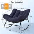 thumbnail image 3 of Dovov Oversized Papasan Rocking Chair, Indoor Outdoor Rocking Chair Patio Egg Chair with Cushion, Heavy Duty Steel Papasan Rocker Lounge Chair for Porch Balcony Nursery Living Room, Navy Blue, 3 of 11