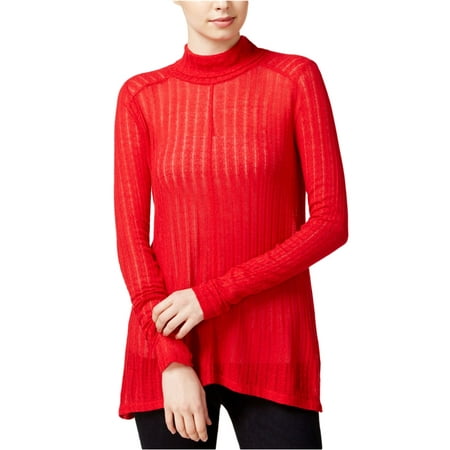 LUCKY BRAND Womens Red Sheer Long Sleeve Turtle Neck Sweater Size: S