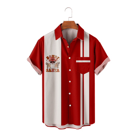 

MLSUN Family Matching Christmas Hawaiian Aloha Beach Shirts Vintage Collared T-Shirts Retro Clothing For Men Youth