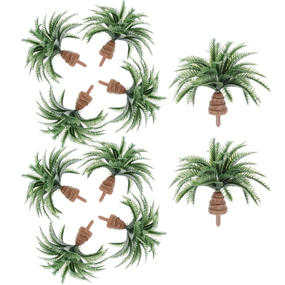 LABELEPH Miniature Coconut Palm Tree Green Plastic 10Pcs 2In X 2In X 1.8In