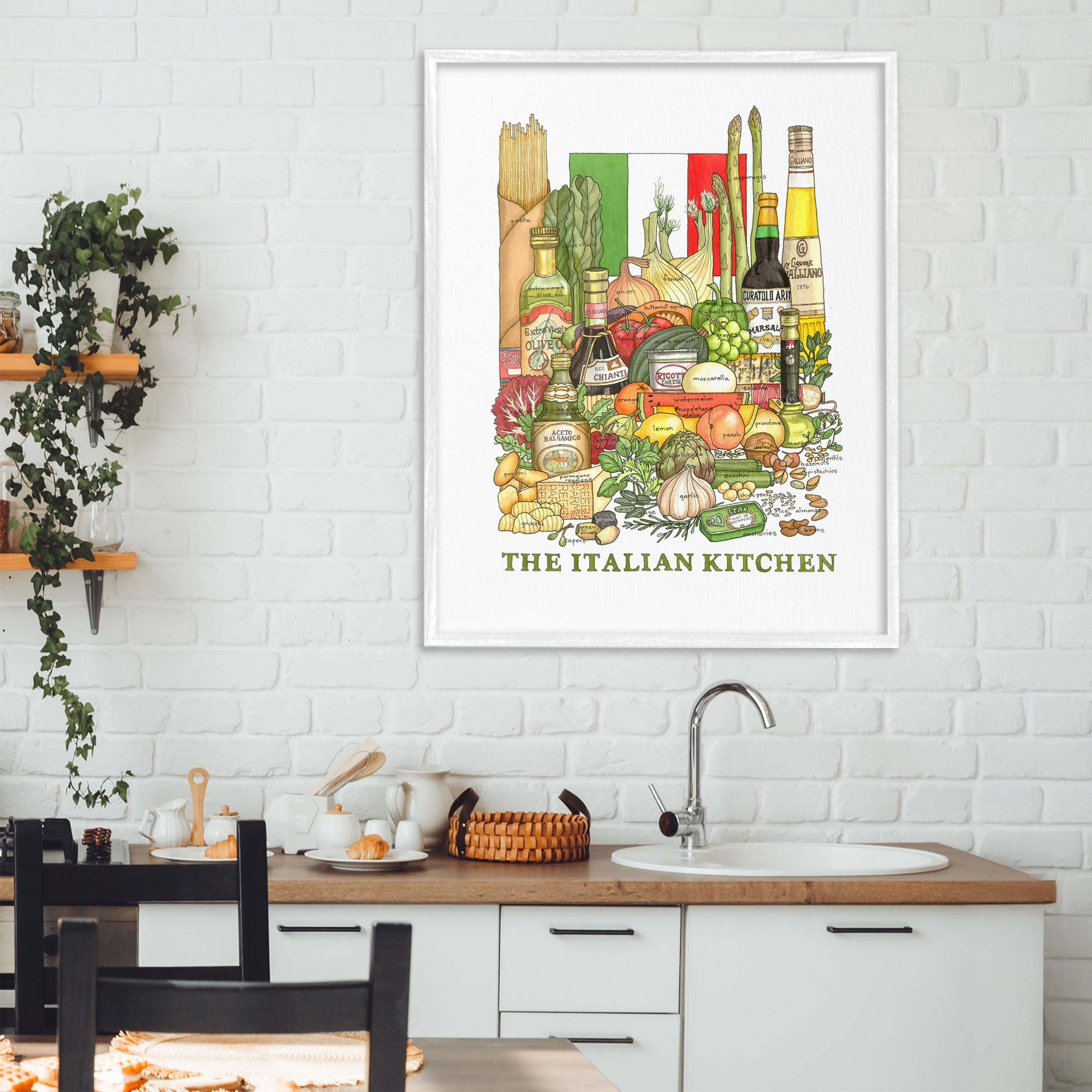 Stupell Industries Italian Kitchen and Food White Framed Giclee Art, design by Nancy Overton