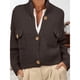 thumbnail image 4 of Suéteres Tipo Cárdigan Cortos para Mujer, de Punto Grueso, con Botones, Larga, Cuello Alto y Abertura Frontal, Chaquetas Holgadas. Marrón S, 4 of 7