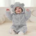thumbnail image 2 of IVEYRTF Childrens Bear Babysuit Leggings Girls and Boys Winter Sweaters Hooded Jumpsuit Snow Suit for 1-18 Months(Gray,3-6 Months), 2 of 9