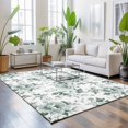 thumbnail image 3 of Area Rugs 3'x5', Teal Spring Floral Carpet Runner Indoor Outdoor Rugs Home Decor Aesthetic, Pastoral Flowers Watercolor Non Slip Mats Washable Accent Rug for Living Room Bedroom, 3 of 8