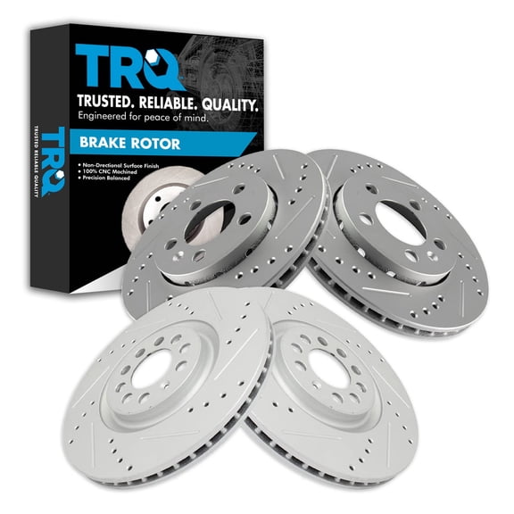 TRQ Front and Rear Performance Brake Rotors Set Premium G-Coated Fits Select 2000-2006 Audi TT Quattro 2004-2005 Volkswagen Jetta
