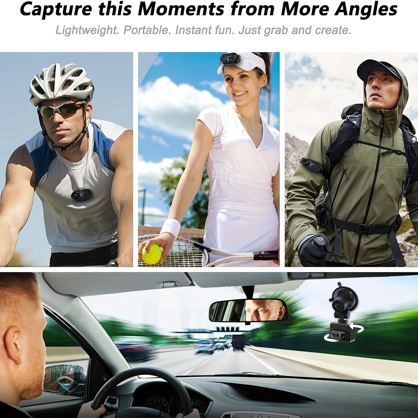 4K Mini Body Camera, Thumb Size Action Body Cam, Wearable Sports Cameras, Hands-Free POV Recording, Helmet Mount, Magnetic Sport DV for Bike Cycling, for Vlogging Pet Walk