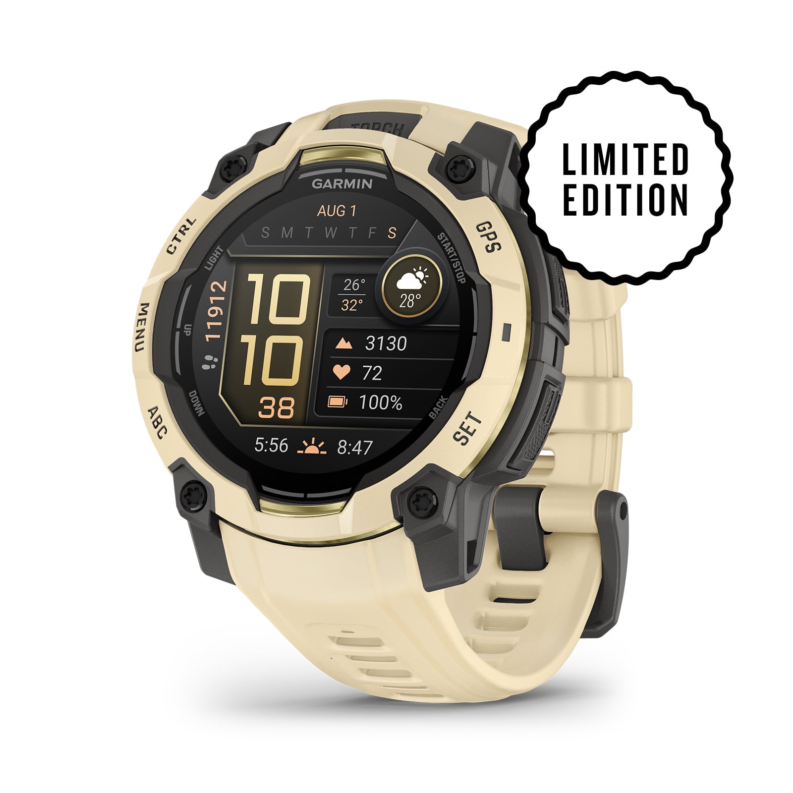 Garmin Instinct 3 - 45 mm, AMOLED Display, 18 Day Battery, Rugged Outdoor GPS Smartwatch, Built-in Flashlight, Alpine Rush Collection Limited Edition Color, Citrine with Citrine Band Bundle