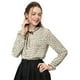 thumbnail image 1 of Blusa con cuello con volantes y lazo Allegra K para mujer manga larga campana vintage Albaricoque-Lunares S, 1 of 6