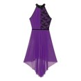 thumbnail image 5 of ZDHoor Sleeveless Lyrical Dance Costume for Women Floral Lace Sheer Flowy Dance Dress Dancewear Purple&Black XXL, 5 of 7