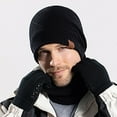 thumbnail image 4 of 3 Pcs Men Winter Beanie Hat Casual Scarf and Touch Screen Gloves Set for Men, 4 of 7
