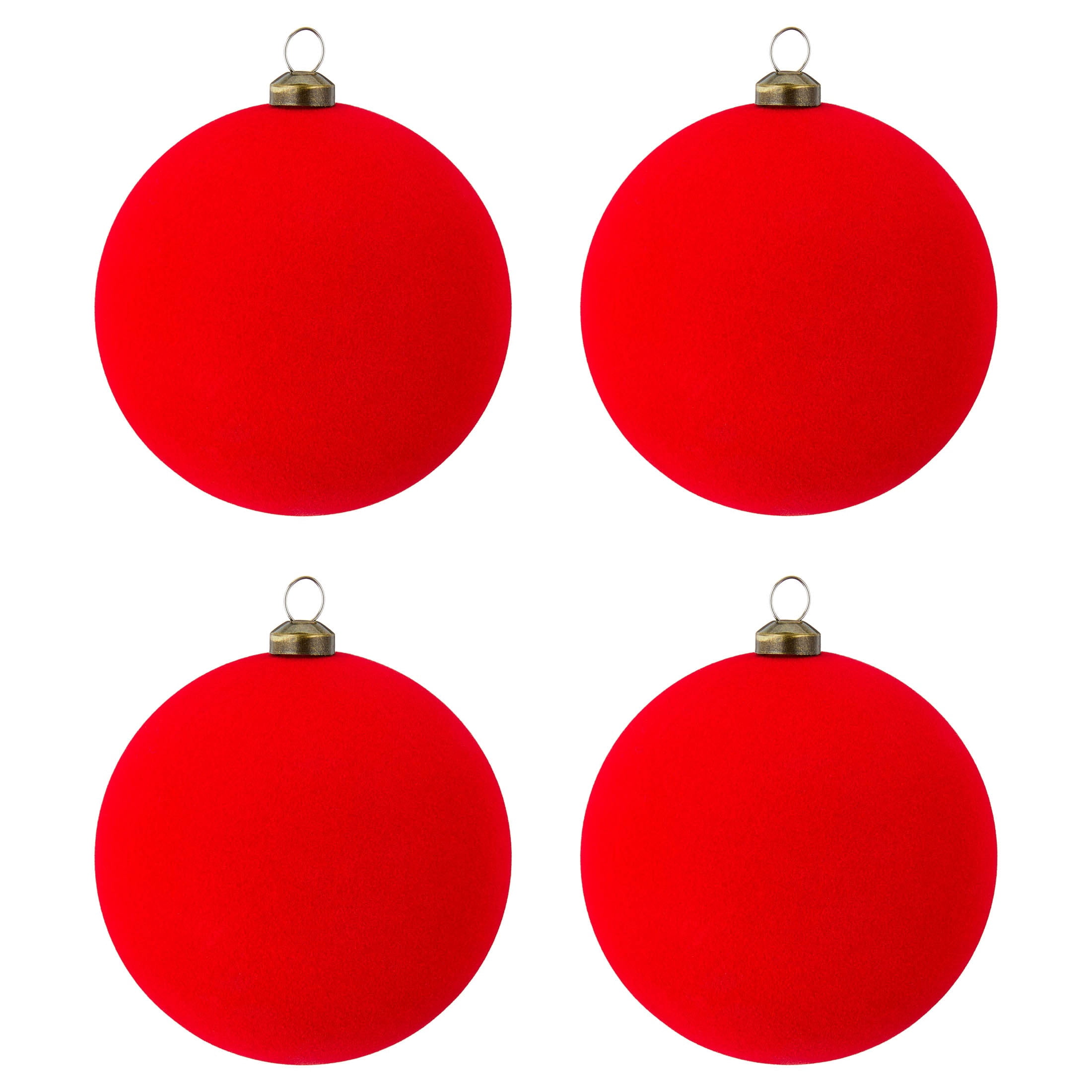 4-Count Red Velvet-Feel Shatterproof Christmas Ornaments, 4.5", by Holiday Time