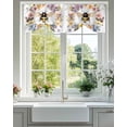 thumbnail image 3 of Tie Up Valance Curtain for Kitchen,Colorful Flower Wreath Bee Rod Pocket Short Curtains Adjustable Tie-Up Shade Valances,Rustic Farmhouse Floral Theme Window Treatment for Bathroom Living Room, 3 of 8