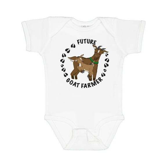 Inktastic Future Goat Farmer with Cute Goats and Hoof Prints Boys or Girls Baby Bodysuit
