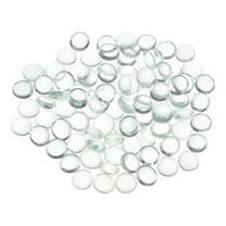 Fire Glass Beads for Fire Pit, Flat Marble Beads, Glass Pebbles, 17-19mm(2/3"-3/4"),300g/0.66lbs  Clear