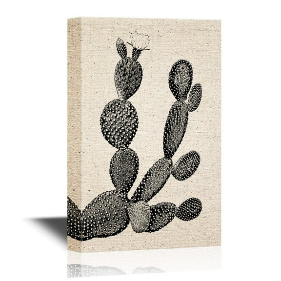 wall26 Canvas Wall Art - Cactus on Vintage Background - Gallery Wrap Modern Home Art | Ready to Hang - 12x18 inches