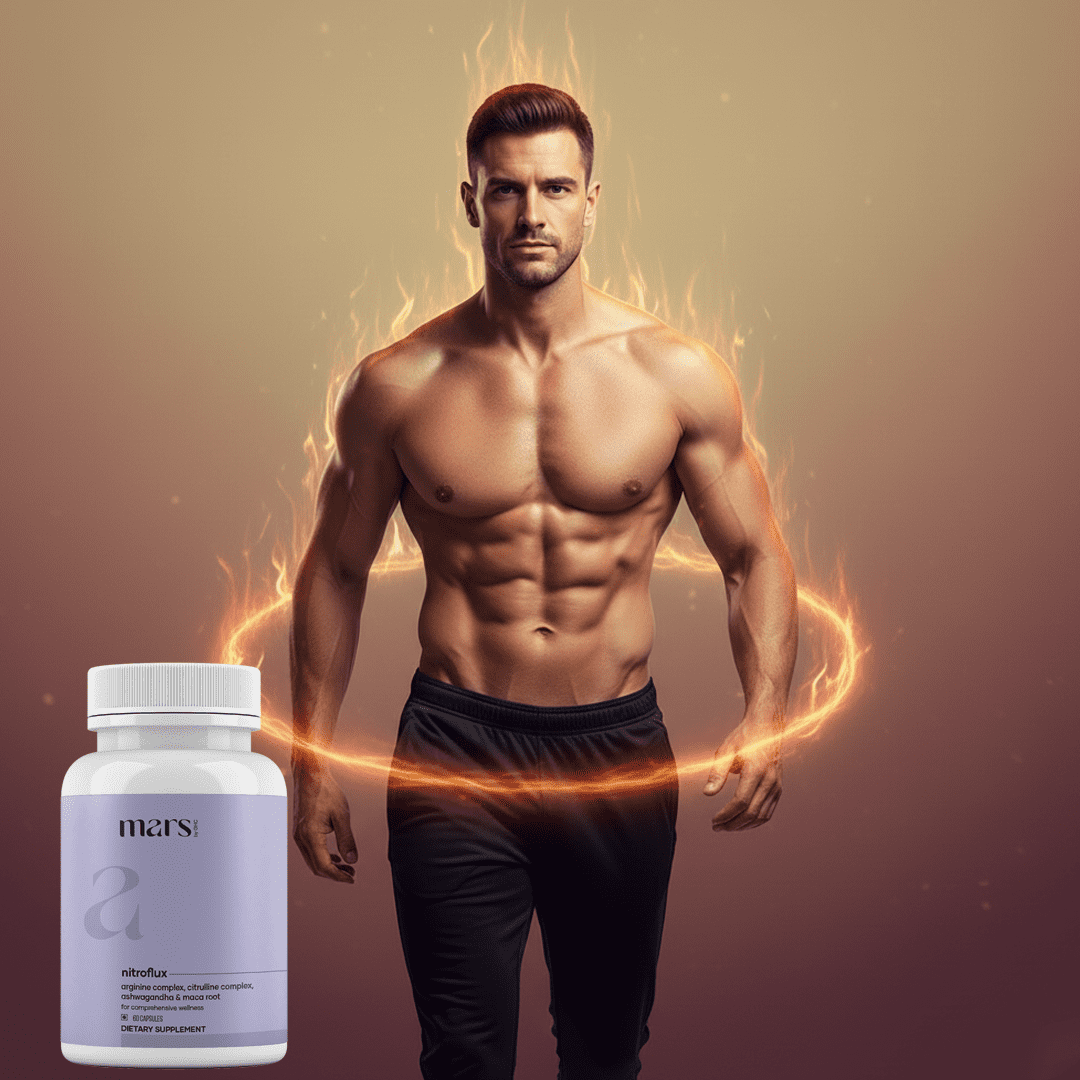 Mars by ghc Nitroflux Capsules, Nitric Oxide Booster with Ashwagandha and Maca Root, Ashwagandha Capsules for Energy, Circulation & Stamina Support (60 Capsules)