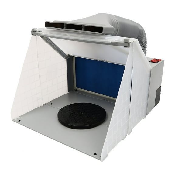 Wildnix Airbrush Stencil and Spray Booth Workbench, 360° Rotatable with Powerful Fan, LED Lighting, and 5.9ft Power Cord for DIY & Model Painting