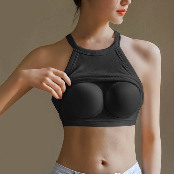 QUNYINEY Camisole Tank Tops for Women Solid Sleeveless Crew Neck Casual Tops Summer with Built in Bra Loose Tank Tops