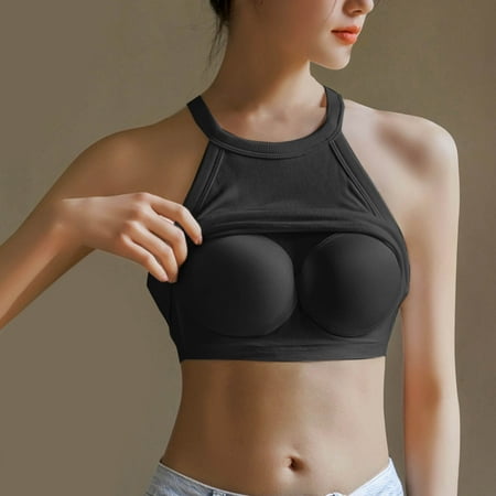 pstuiky Tank Top for Women  Women Summer Casual Solid Color U Neck Strap Camisole with Built in Bra Comfortable Sleeveless Tank Top for Women 2 Pack Womens Vacation Outfits 2025 Special Price Black L