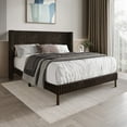 thumbnail image 2 of Castle Place Contemporary Corduroy Velvet Upholstered Wingback Twin Bed, Brown, 2 of 13