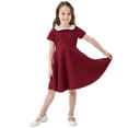 thumbnail image 2 of RMGVDSD Girl's Dress Short Sleeve Casual Vintage Collar Fit Dresses School Style Children's Summer A-Line Skater Party Dress Sundress Casual, 2 of 8