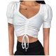 thumbnail image 1 of Gibobby Camisetas de verano para mujer Camiseta suelta informal con cuello en V para mujer, blusa manga corta con estampado(Blanco,CH), 1 of 5