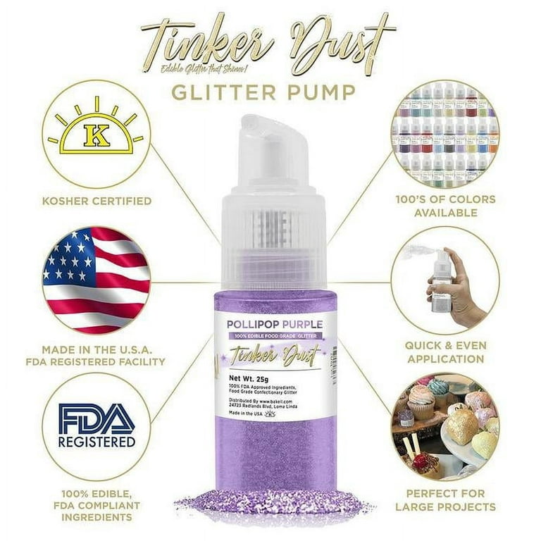 Soft Purple Tinker Dust Edible Glitter Spray Pump Bakell® Food Grade  Gourmet Dessert, Food & Drink Garnish Pearlized Shimmer Sparkle 