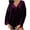 Purple, variant on Fesfesfes Womens Tops Women's Gold Velvet Solid Color Long Sleeved V-Neck Button Pleated Shirt Top Tee S(US:4)