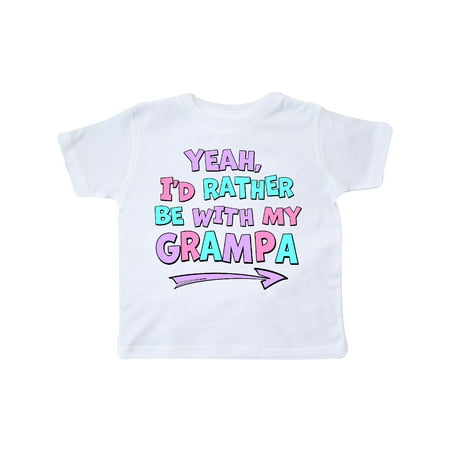 

Inktastic Yeah I d Rather be with My Grampa in Pink Blue and Purple Gift Toddler Boy or Toddler Girl T-Shirt